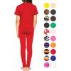 image:imageSTRETCH IS COMFORT Girls 2 Piece Hoodie Short Sleeve Long Sleeve Crew Neck Top and Leggings Set Kids Thermals Underwear SetRed