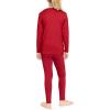 image:imageSTRETCH IS COMFORT Girls 2 Piece Hoodie Short Sleeve Long Sleeve Crew Neck Top and Leggings Set Kids Thermals Underwear SetRed