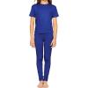 image:imageSTRETCH IS COMFORT Girls 2 Piece Hoodie Short Sleeve Long Sleeve Crew Neck Top and Leggings Set Kids Thermals Underwear SetRoyal Blue