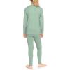 image:imageSTRETCH IS COMFORT Girls 2 Piece Hoodie Short Sleeve Long Sleeve Crew Neck Top and Leggings Set Kids Thermals Underwear SetSage Green