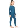 image:imageSTRETCH IS COMFORT Girls 2 Piece Hoodie Short Sleeve Long Sleeve Crew Neck Top and Leggings Set Kids Thermals Underwear SetTeal