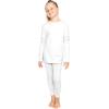 image:imageSTRETCH IS COMFORT Girls 2 Piece Hoodie Short Sleeve Long Sleeve Crew Neck Top and Leggings Set Kids Thermals Underwear SetWhite