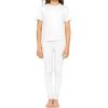 image:imageSTRETCH IS COMFORT Girls 2 Piece Hoodie Short Sleeve Long Sleeve Crew Neck Top and Leggings Set Kids Thermals Underwear SetWhite