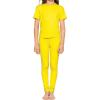 image:imageSTRETCH IS COMFORT Girls 2 Piece Hoodie Short Sleeve Long Sleeve Crew Neck Top and Leggings Set Kids Thermals Underwear SetYellow