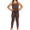 image:imageSTRETCH IS COMFORT Girls Biketard Tank Ankle Length Unitard amp Long Sleeve Unitard  Soft Stretch One Piece  416Brown