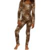 image:imageSTRETCH IS COMFORT Girls Biketard Tank Ankle Length Unitard amp Long Sleeve Unitard  Soft Stretch One Piece  416Brown Cheetah