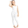 image:imageSTRETCH IS COMFORT Girls Biketard Tank Ankle Length Unitard amp Long Sleeve Unitard  Soft Stretch One Piece  416White
