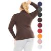 image:imageSTRETCH IS COMFORT Womens and Plus Oh So Soft Long Sleeve Mock Turtleneck Top Regular and Relaxed Fit Everyday Wear XS5XLBrown