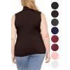 image:imageWomens Turtle Neck  Long Sleeve and Sleeveless Top  Plus Size XL7X  Tops Women White Turtleneck WomenBrown