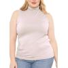 image:imageWomens Turtle Neck  Long Sleeve and Sleeveless Top  Plus Size XL7X  Tops Women White Turtleneck WomenCream
