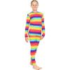 image:imageSTRETCH IS COMFORT Girls 2 Piece Hoodie Short Sleeve Long Sleeve Crew Neck Top and Leggings Set Kids Thermals Underwear SetRainbow