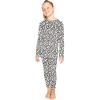 image:imageSTRETCH IS COMFORT Girls 2 Piece Hoodie Short Sleeve Long Sleeve Crew Neck Top and Leggings Set Kids Thermals Underwear SetWhite Cheetah
