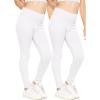 image:imageSTRETCH IS COMFORT Girls Cotton Stretch High Waisted Leggings and High Waist Biker Shorts Two Lengths to Choose  Size 414White 2 Pack