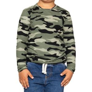 image:imageSTRETCH IS COMFORT Boys Oh So Soft Long Sleeve Top Crew Neck  416Green Camouflage