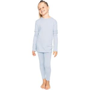 image:imageSTRETCH IS COMFORT Girls 2 Piece Hoodie Short Sleeve Long Sleeve Crew Neck Top and Leggings Set Kids Thermals Underwear SetBaby Blue