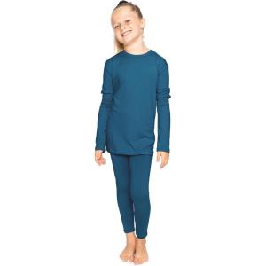 image:imageSTRETCH IS COMFORT Girls 2 Piece Hoodie Short Sleeve Long Sleeve Crew Neck Top and Leggings Set Kids Thermals Underwear SetTeal
