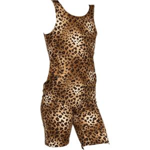 image:imageSTRETCH IS COMFORT Girls Biketard Tank Ankle Length Unitard amp Long Sleeve Unitard  Soft Stretch One Piece  416Brown Cheetah