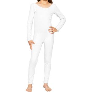 image:imageSTRETCH IS COMFORT Girls Biketard Tank Ankle Length Unitard amp Long Sleeve Unitard  Soft Stretch One Piece  416White