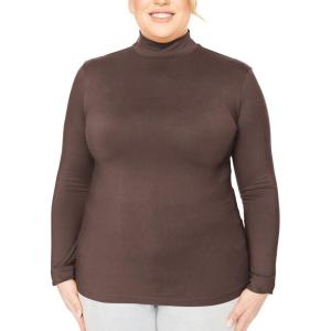 image:imageSTRETCH IS COMFORT Womens and Plus Oh So Soft Long Sleeve Mock Turtleneck Top Regular and Relaxed Fit Everyday Wear XS5XLBrown