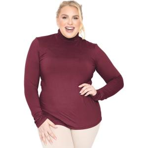 image:imageWomens Turtle Neck  Long Sleeve and Sleeveless Top  Plus Size XL7X  Tops Women White Turtleneck WomenBurgundy