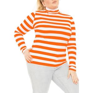 image:imageWomens Turtle Neck  Long Sleeve and Sleeveless Top  Plus Size XL7X  Tops Women White Turtleneck WomenOrange White Stripes