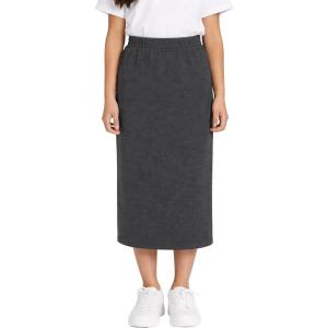 image:imageGirls Long Skirt  Midi Skirt  Pencil Skirt  Cotton Stretch School Uniform Skirts Kids Size 416Charcoal Gray