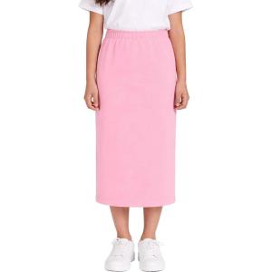 image:imageGirls Long Skirt  Midi Skirt  Pencil Skirt  Cotton Stretch School Uniform Skirts Kids Size 416Light Pink