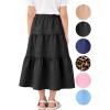 image:imageGirls Skirt Maxi Long Skirts Tiered Flowy Skirt for Teen Girls Elastic Waist Modest Soft Comfortable 2T16Black