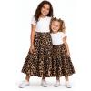 image:imageGirls Skirt Maxi Long Skirts Tiered Flowy Skirt for Teen Girls Elastic Waist Modest Soft Comfortable 2T16Brown Leopard