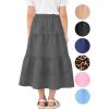 image:imageGirls Skirt Maxi Long Skirts Tiered Flowy Skirt for Teen Girls Elastic Waist Modest Soft Comfortable 2T16Charcoal Gray