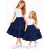 image:imageGirls Skirt Maxi Long Skirts Tiered Flowy Skirt for Teen Girls Elastic Waist Modest Soft Comfortable 2T16Navy Blue