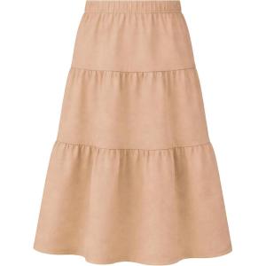 image:imageGirls Skirt Maxi Long Skirts Tiered Flowy Skirt for Teen Girls Elastic Waist Modest Soft Comfortable 2T16Beige
