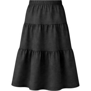 image:imageGirls Skirt Maxi Long Skirts Tiered Flowy Skirt for Teen Girls Elastic Waist Modest Soft Comfortable 2T16Black