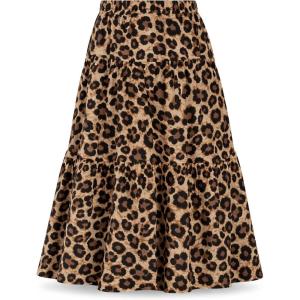 image:imageGirls Skirt Maxi Long Skirts Tiered Flowy Skirt for Teen Girls Elastic Waist Modest Soft Comfortable 2T16Brown Leopard