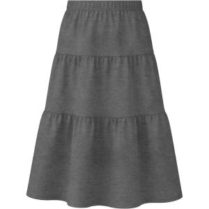 image:imageGirls Skirt Maxi Long Skirts Tiered Flowy Skirt for Teen Girls Elastic Waist Modest Soft Comfortable 2T16Charcoal Gray