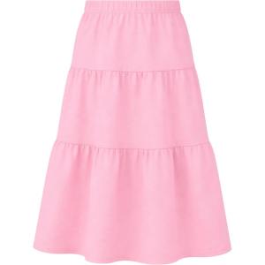 image:imageGirls Skirt Maxi Long Skirts Tiered Flowy Skirt for Teen Girls Elastic Waist Modest Soft Comfortable 2T16Light Pink