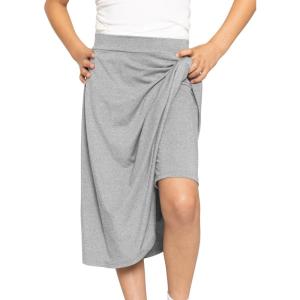 image:imageSTRETCH IS COMFORT Girls Midi Length Aline Skirt with Builtin Shorts  Size 416Heather Gray
