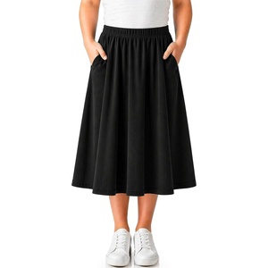 image:imageCircle Skirts for Girls  Girls Long Midi Skirt with Pockets  Soft Stretch Cotton  Size 4  16Black