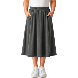 image:imageCircle Skirts for Girls  Girls Long Midi Skirt with Pockets  Soft Stretch Cotton  Size 4  16Charcoal Gray