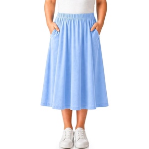 image:imageCircle Skirts for Girls  Girls Long Midi Skirt with Pockets  Soft Stretch Cotton  Size 4  16Sky Blue