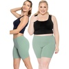 image:imageSTRETCH IS COMFORT Womens Biker Shorts Plus Size Cotton Spandex  Gym Work Out Sports Recreation Bike Running Shorts WomenSage Green