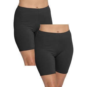 image:imageSTRETCH IS COMFORT Womens Biker Shorts Plus Size Cotton Spandex  Gym Work Out Sports Recreation Bike Running Shorts WomenBlack 2 Pack