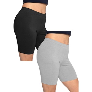image:imageSTRETCH IS COMFORT Womens Biker Shorts Plus Size Cotton Spandex  Gym Work Out Sports Recreation Bike Running Shorts WomenBlackheather Gray