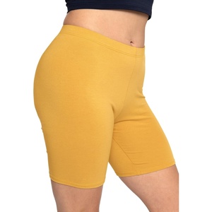 image:imageSTRETCH IS COMFORT Womens Biker Shorts Plus Size Cotton Spandex  Gym Work Out Sports Recreation Bike Running Shorts WomenMustard Yellow