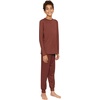 image:imageSTRETCH IS COMFORT Boys Thermal Set Long Sleeve Top with Jogger Pants  Crew Neck or Hoodie  Thermal Underwear For Kids SetAlmond