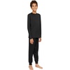 image:imageSTRETCH IS COMFORT Boys Thermal Set Long Sleeve Top with Jogger Pants  Crew Neck or Hoodie  Thermal Underwear For Kids SetBlack