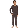 image:imageSTRETCH IS COMFORT Boys Thermal Set Long Sleeve Top with Jogger Pants  Crew Neck or Hoodie  Thermal Underwear For Kids SetBrown