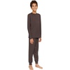 image:imageSTRETCH IS COMFORT Boys Thermal Set Long Sleeve Top with Jogger Pants  Crew Neck or Hoodie  Thermal Underwear For Kids SetBrown