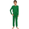 image:imageSTRETCH IS COMFORT Boys Thermal Set Long Sleeve Top with Jogger Pants  Crew Neck or Hoodie  Thermal Underwear For Kids SetKelly Green