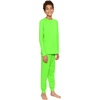 image:imageSTRETCH IS COMFORT Boys Thermal Set Long Sleeve Top with Jogger Pants  Crew Neck or Hoodie  Thermal Underwear For Kids SetNeon Lime